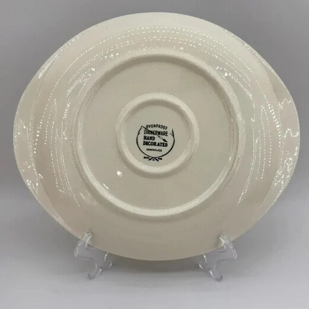 Vintage  Oven Proof Serving Plate Platter Pine Cones Pattern Made in USA - Picture 5 of 6